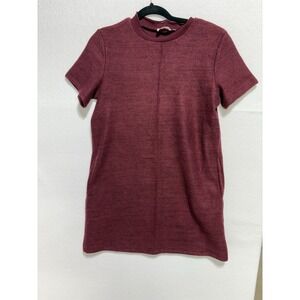 Bluivy Sweater Dress Burgundy With Pockets Short‎ Sleeve Cozy Size S